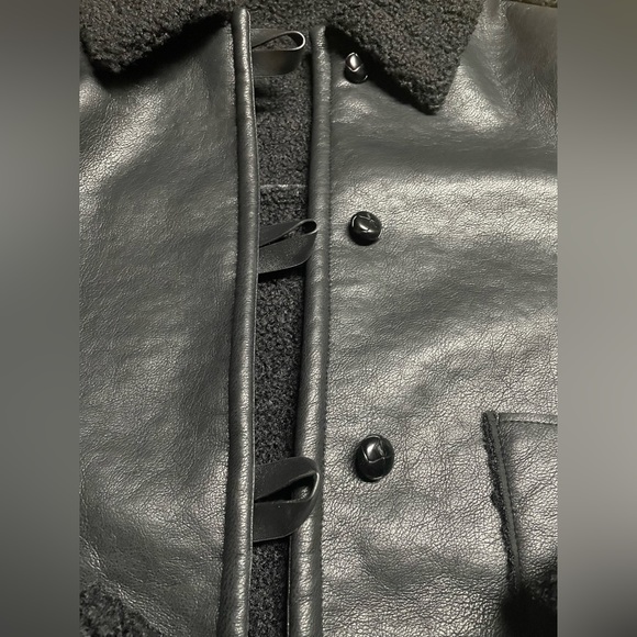 Cropped Black Faux Leather Jacket - Picture 8 of 12